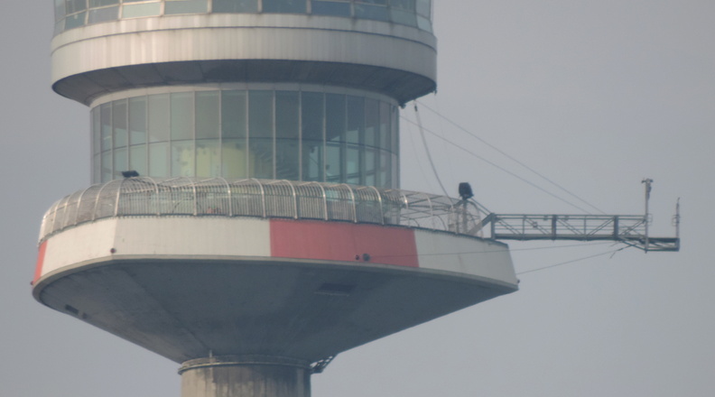 Platform protruding from tower