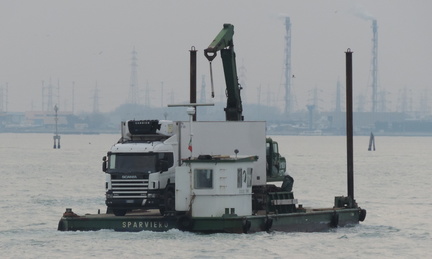 Lorry on a barge