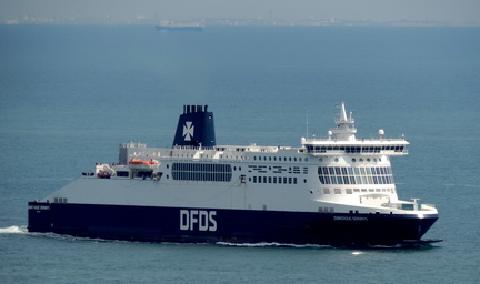 Calais behind a ferry