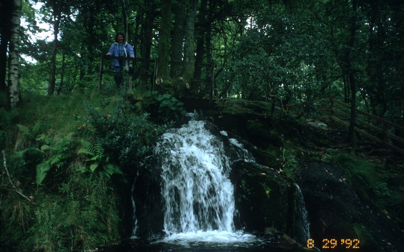 My mother above a waterfall