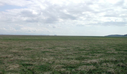 Nuclear power station over fields