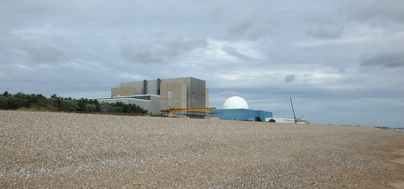 Beach with nuclear power station