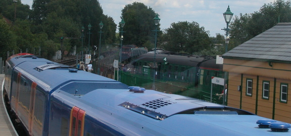 Ancient and modern trains at Alton