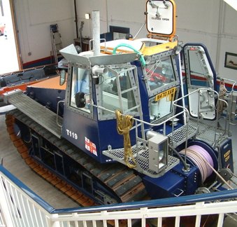 Tractor for pulling lifeboat out to sea