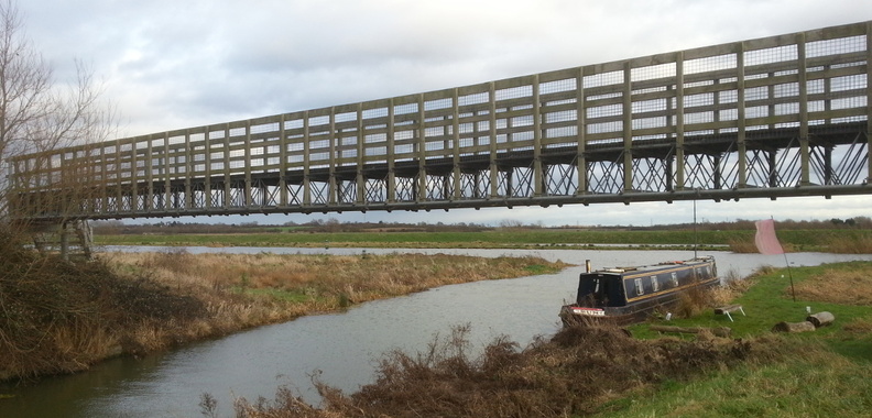 Footbridge and barge