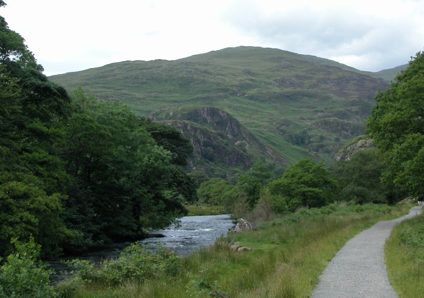 River and path below mountain