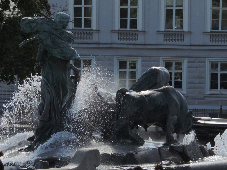 Behind the fountain