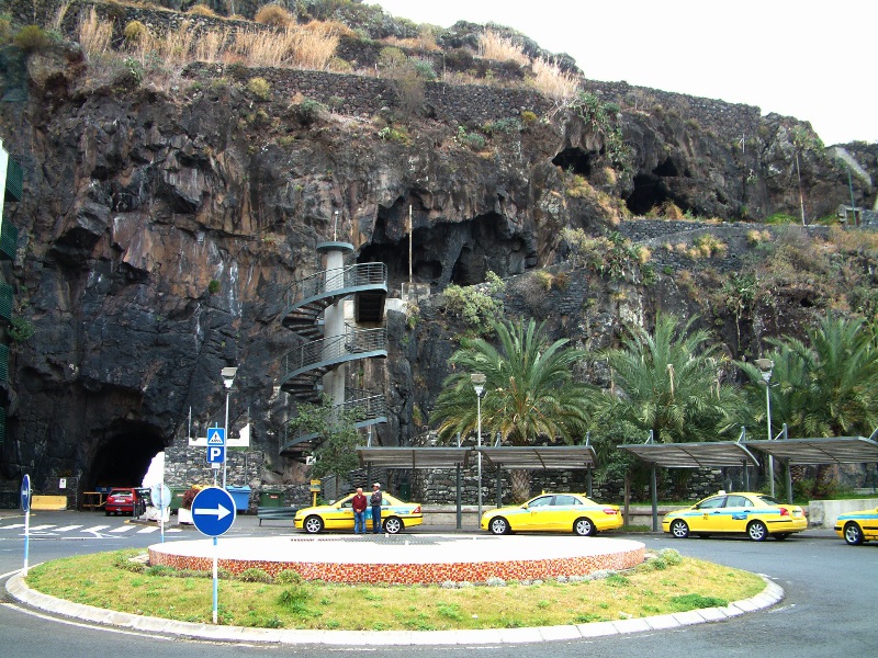 Rock face with spiral staircase