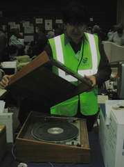 Record player on the charity stall