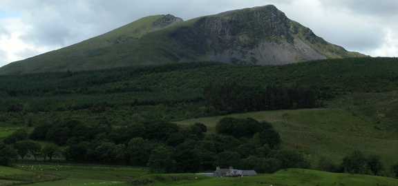 Mountain above a building