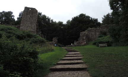 Up the steps
