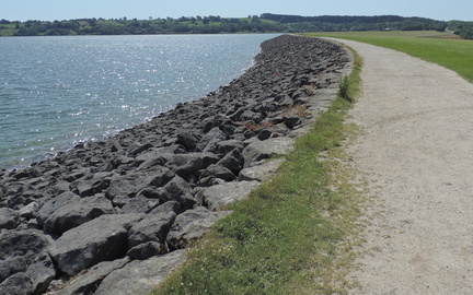 Along the dam
