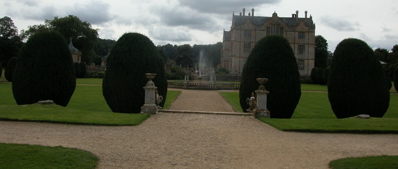 Fountain in front of house