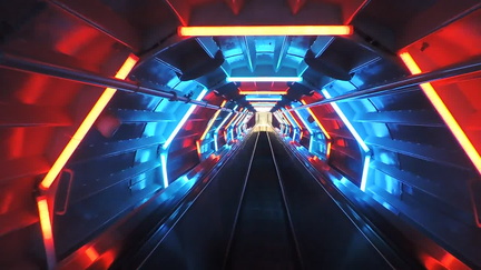 Escalator with lights