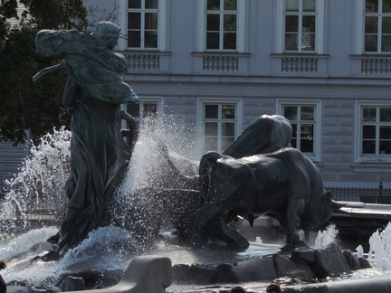 Behind the fountain
