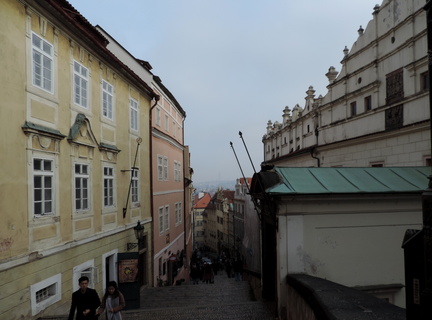 Down the steps