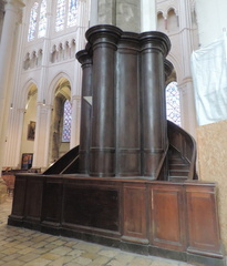 Behind the pulpit