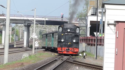 Steam train arriving
