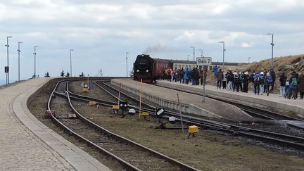 Steam train arriving