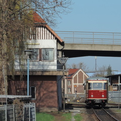 Railcar by signal box