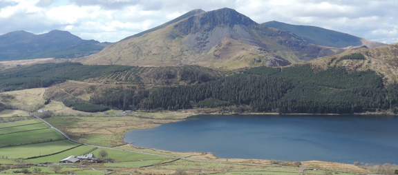 Mountains over lake