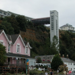 Lift protruding from the cliff