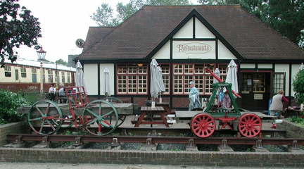 Trucks by restaurant