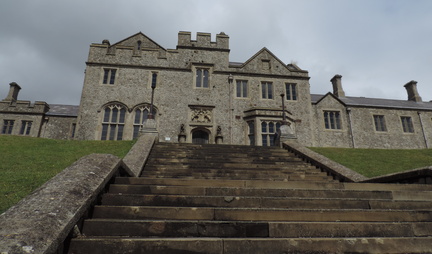 Up the steps