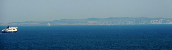 Ferries against the coast