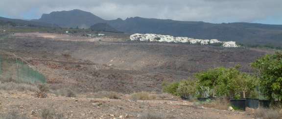 Buildings against the landscape