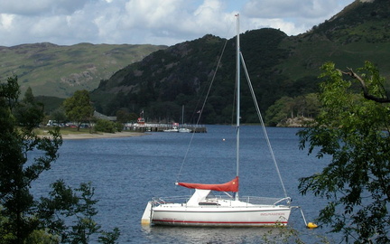 Yacht in front of pier
