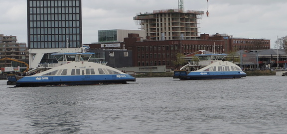 Ferries passing