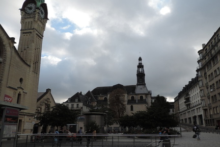 Across the plaza