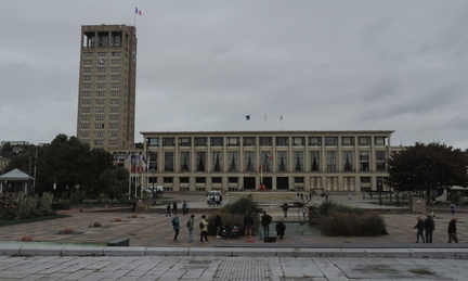 Across the plaza