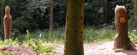 Behind sculptures