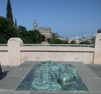 Against a relief map