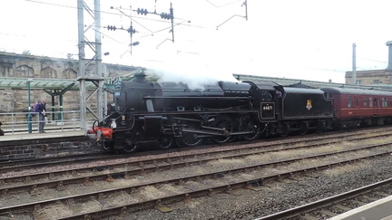 Steam train leaving