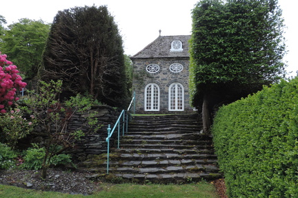 Up the steps