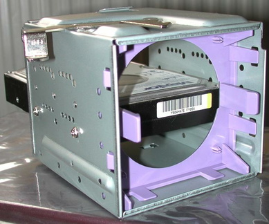Hard drive in holder