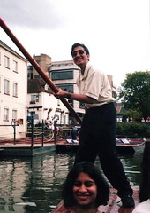 Nitin waving a pole menacingly at the tourists