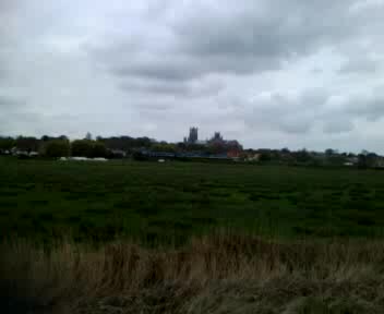 Train in front of Cathedral